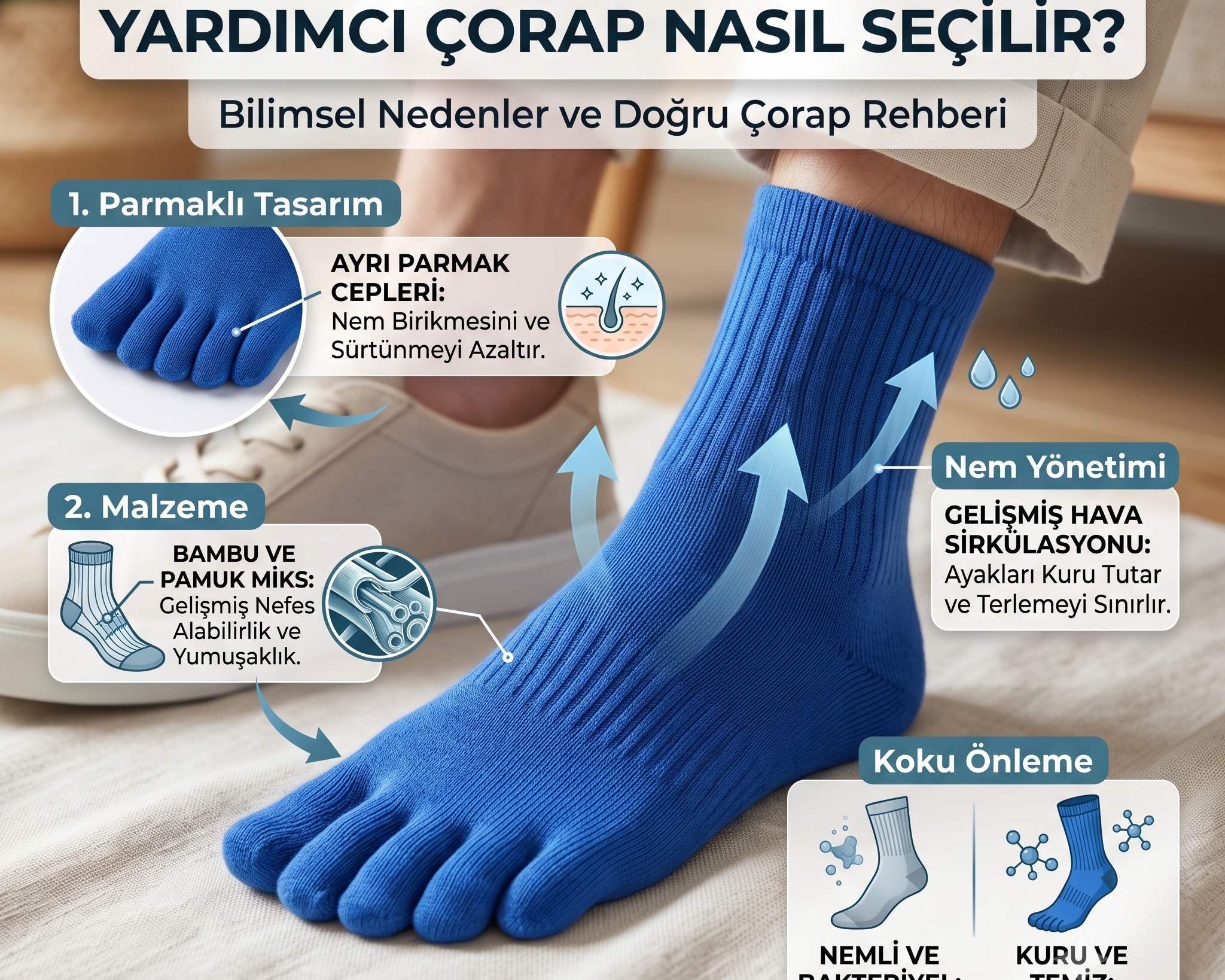 Ayak Kokusunu Azaltmaya Yardımcı Çorap Nasıl Seçilir? Bilimsel Nedenler ve Doğru Çorap Rehberi