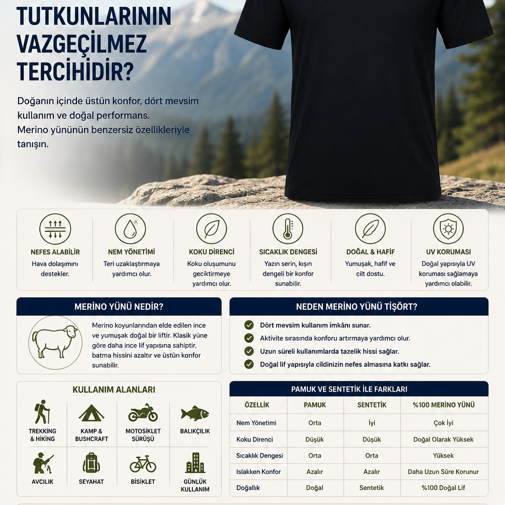 %100 Merino Yünü Tişört Nedir?