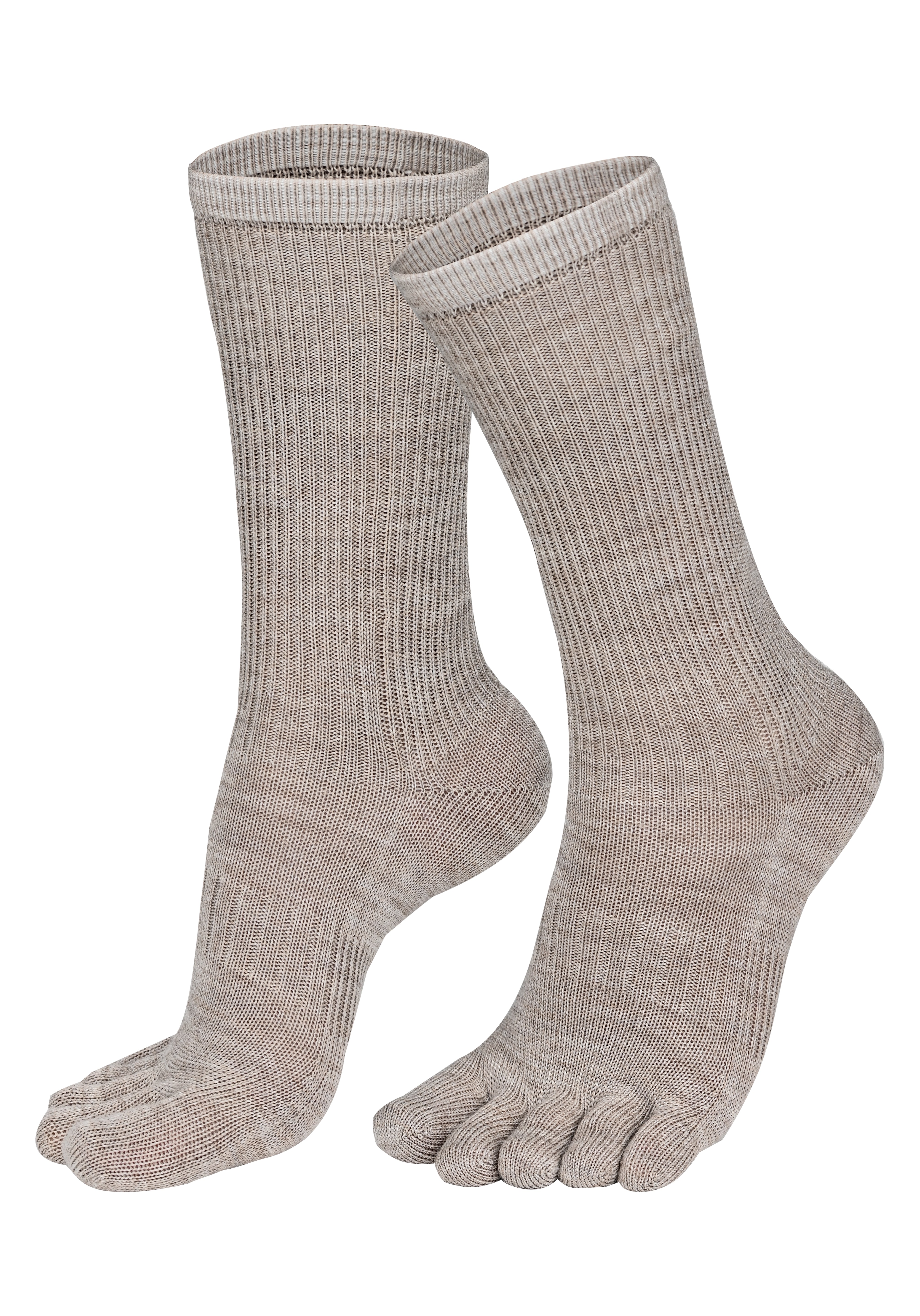 BRUGES Merino Yünlü Mantar ve Koku Önler Parmaklı Çorap 1 Çift Paket Krem