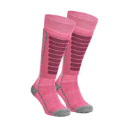 Courchevel Merinos Yünü Hafif Çocuk Kayak Çorabı Pembe 2'li Paket