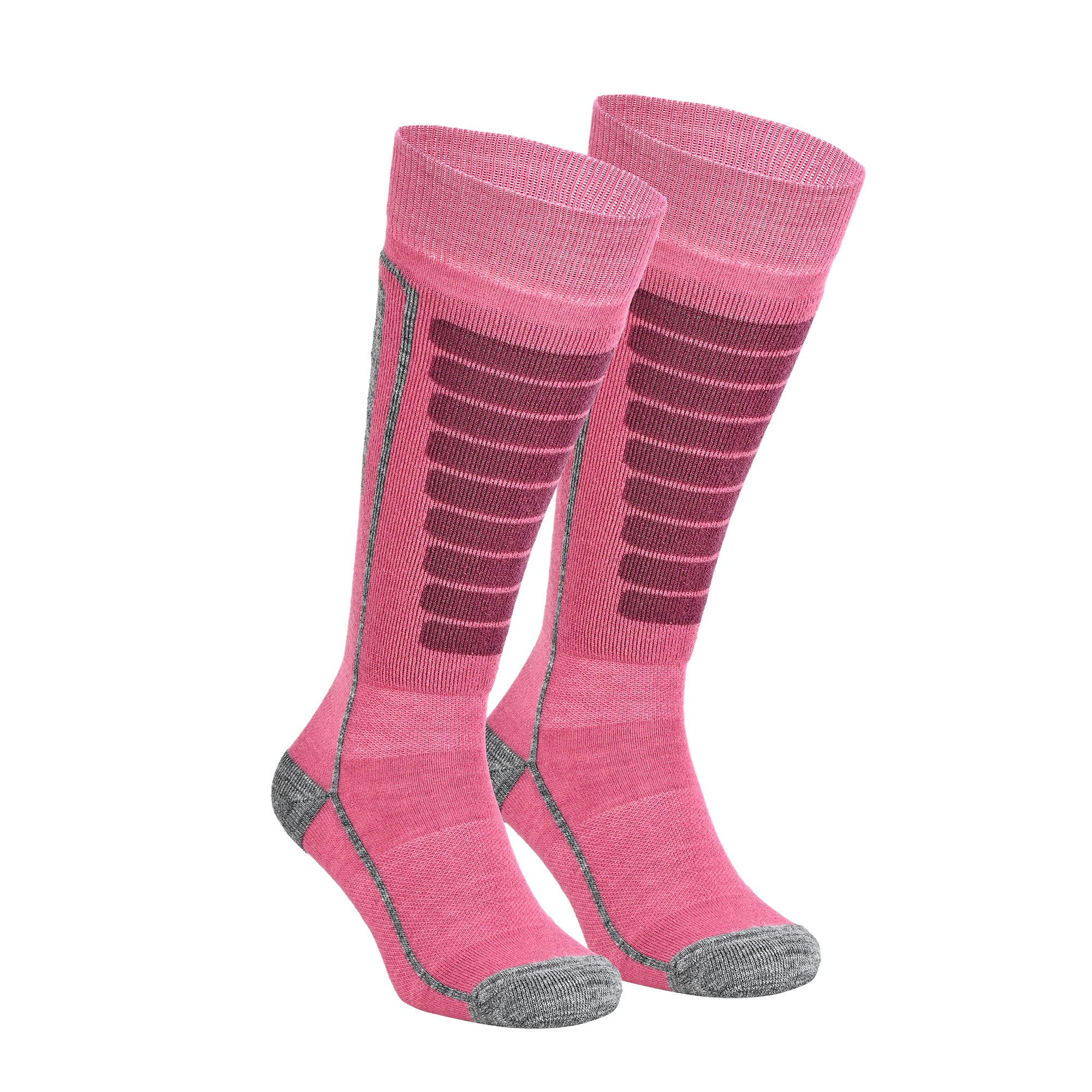 Courchevel Merinos Yünü Hafif Çocuk Kayak Çorabı Pembe 2'li Paket
