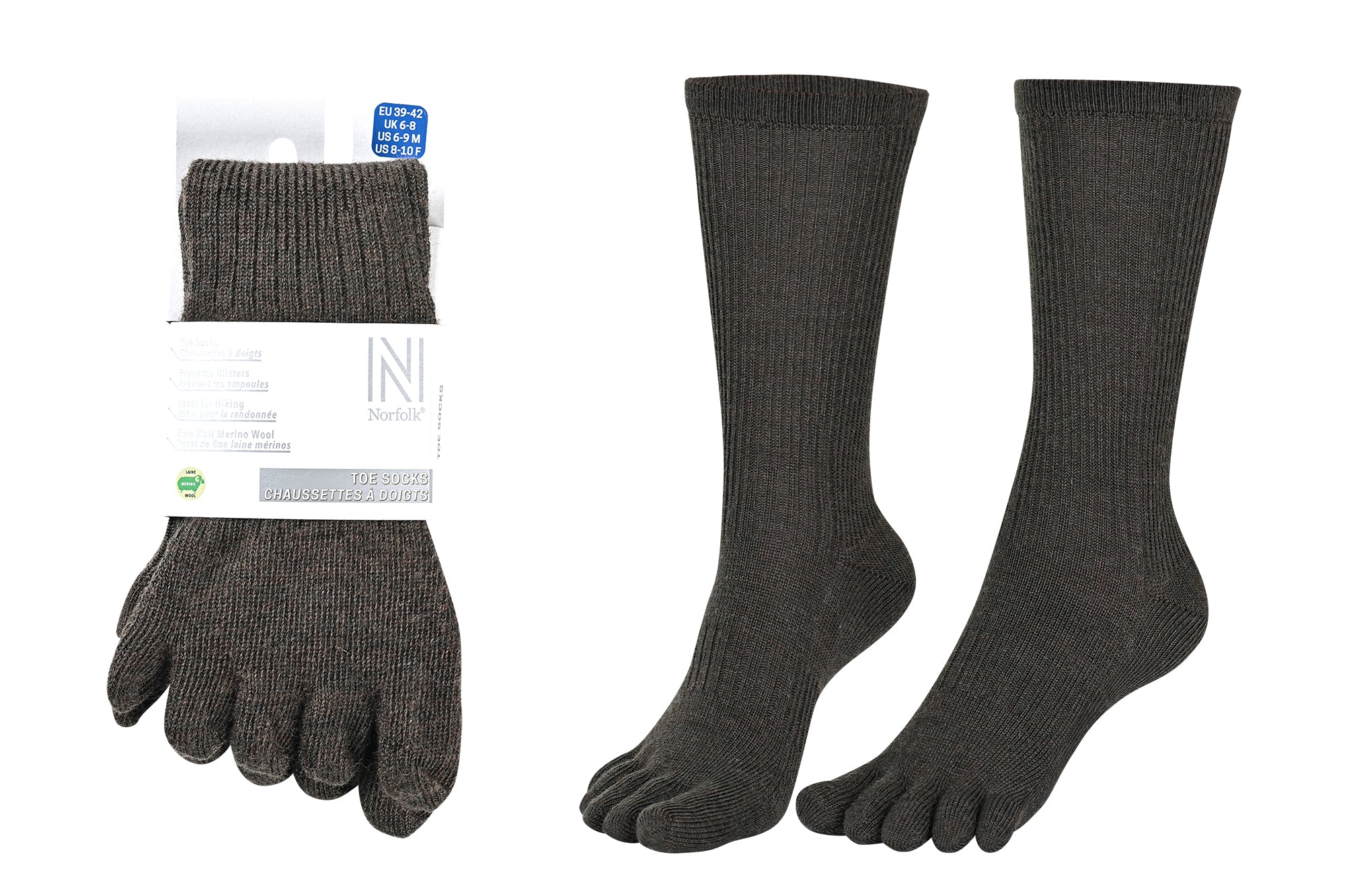 BRUGES Merino Yünlü Mantar ve Koku Önler Parmaklı Çorap 1 Çift Paket Yeşil