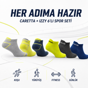 Motion Aktif Yaşam Düşük Kesim Spor Çorabı 6'lı Set – Gri/Sarı/Mavi + Sarı/Gri/Lacivert