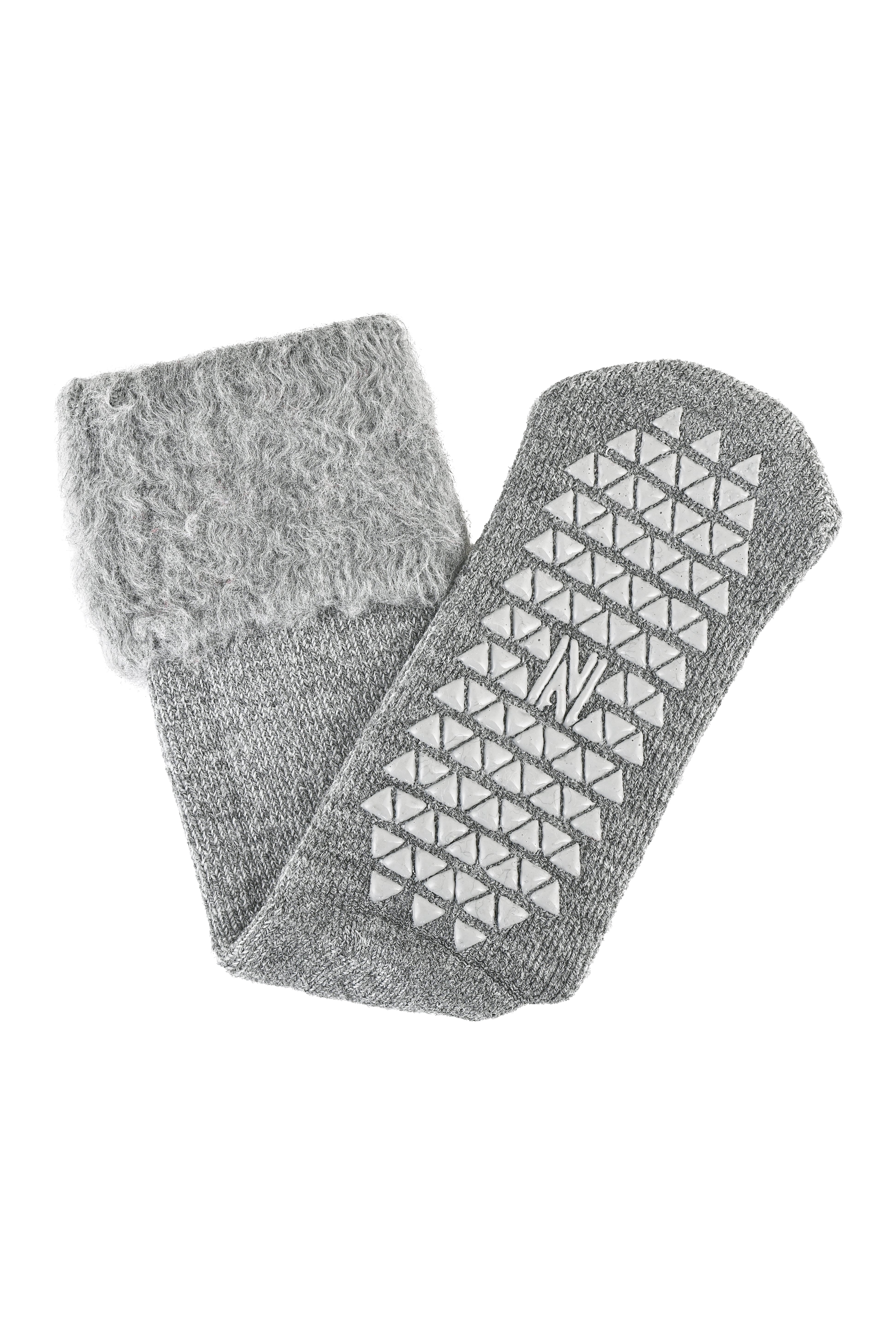 MERCURY Antibakteriyel Kaydırmaz Tabanlı Şardonlu Günlük Ev Çorabı - Gri 1 Çift Paket