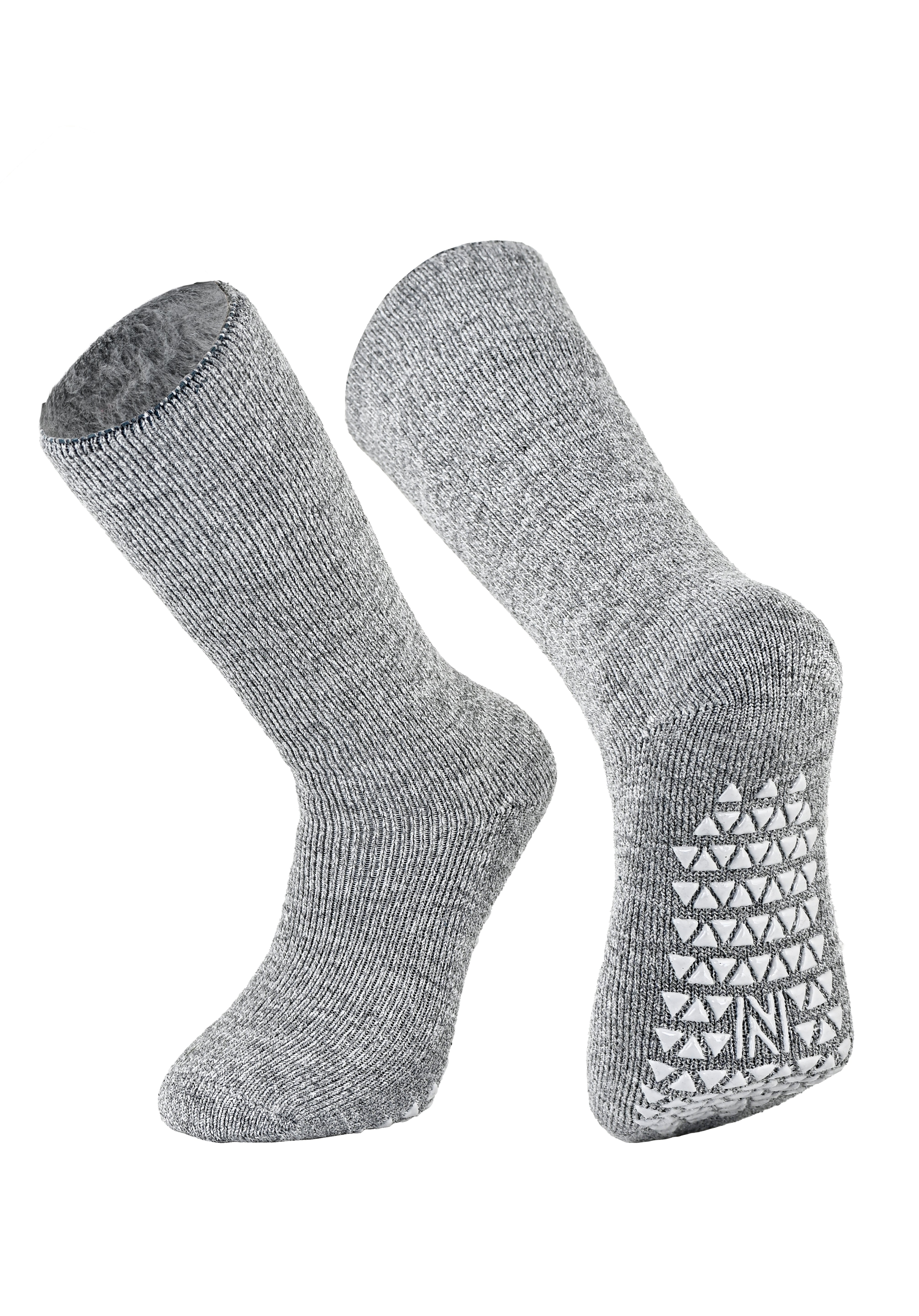 MERCURY Antibakteriyel Kaydırmaz Tabanlı Şardonlu Günlük Ev Çorabı - Gri 1 Çift Paket