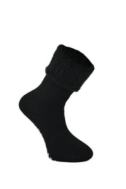 MERCURY Antibakteriyel Kaydırmaz Tabanlı Şardonlu Günlük Ev Çorabı - Siyah 1 Çift Paket