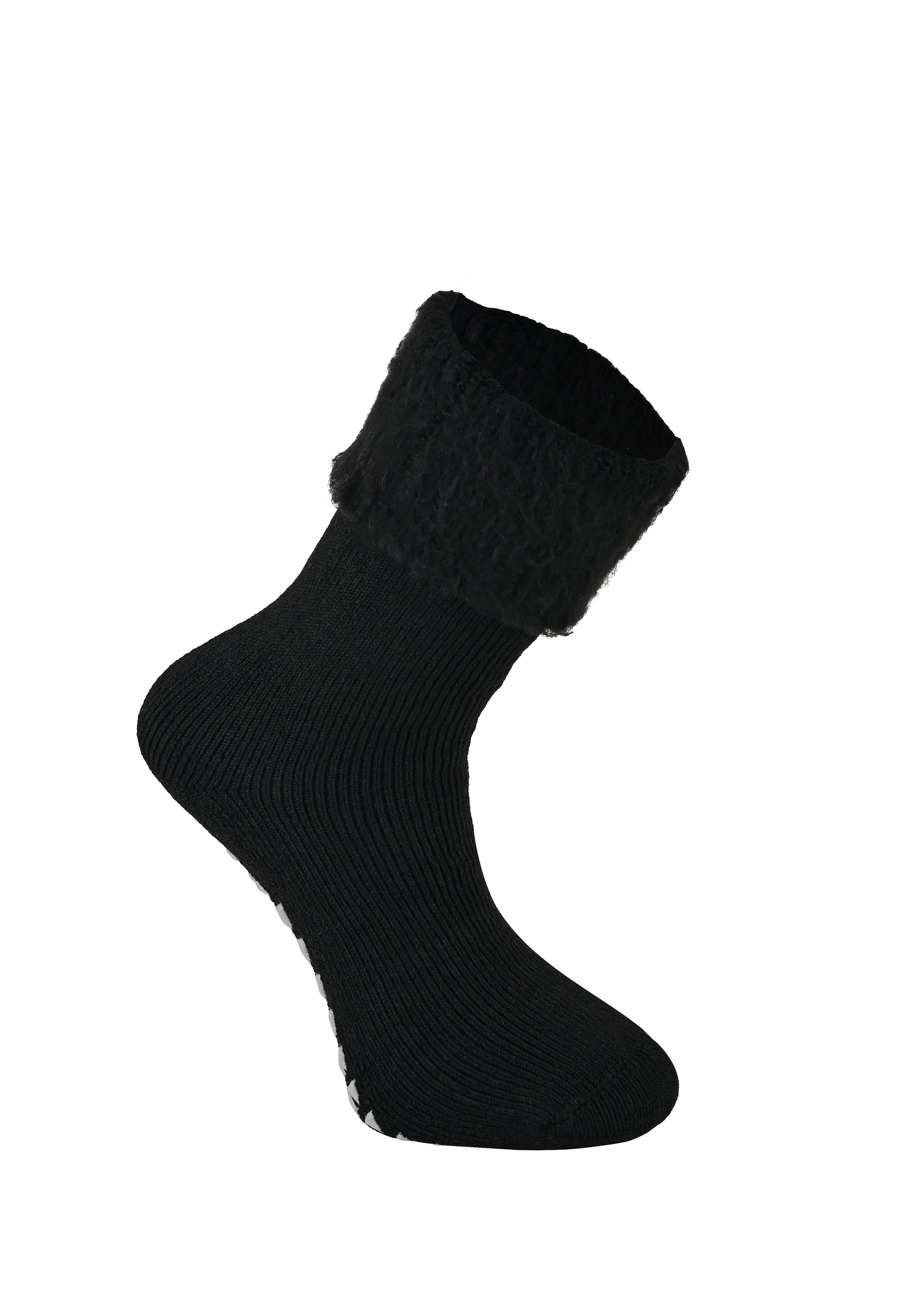 MERCURY Antibakteriyel Kaydırmaz Tabanlı Şardonlu Günlük Ev Çorabı - Siyah 1 Çift Paket