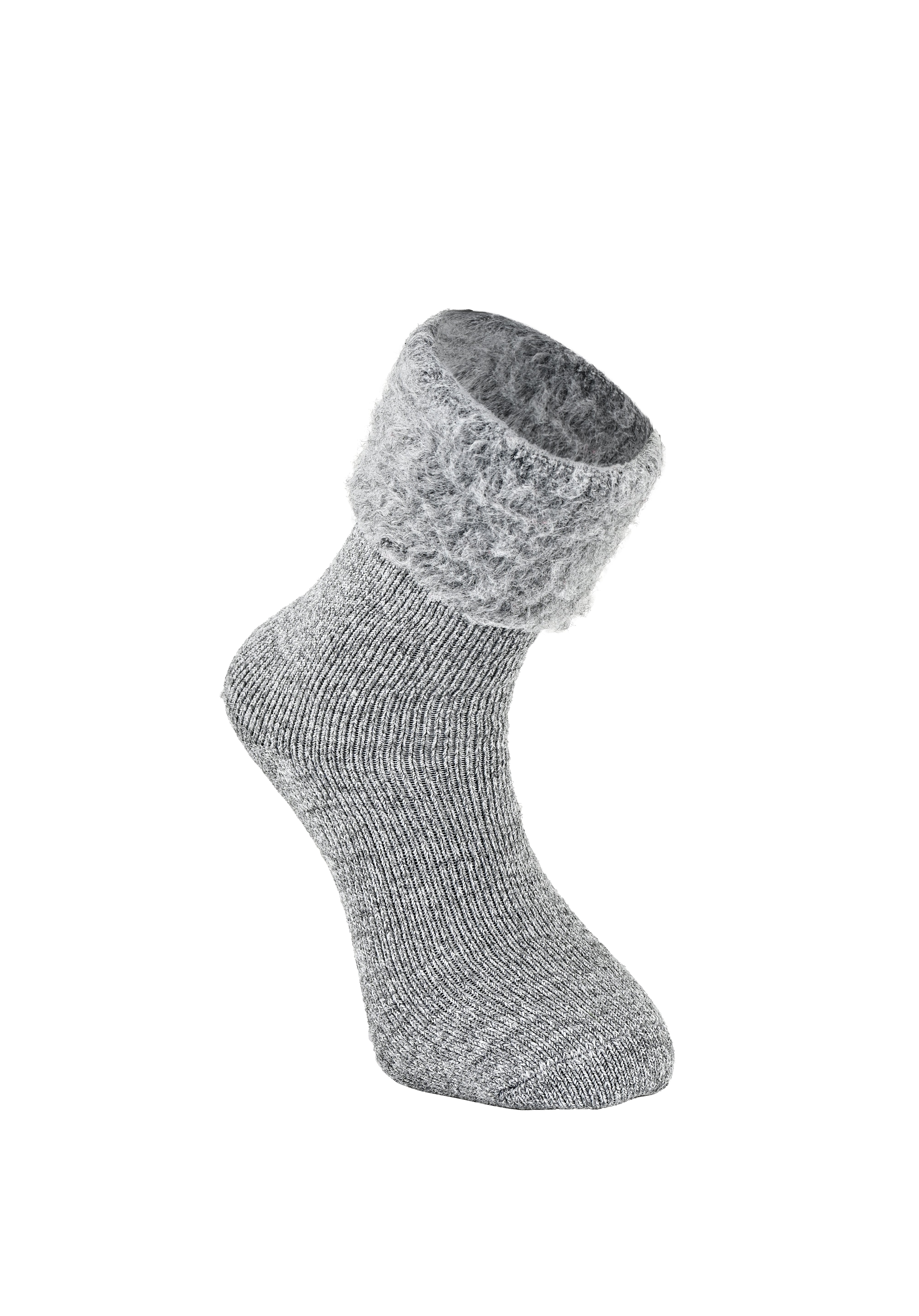 MERCURY Antibakteriyel Kaydırmaz Tabanlı Şardonlu Günlük Ev Çorabı - Gri 1 Çift Paket