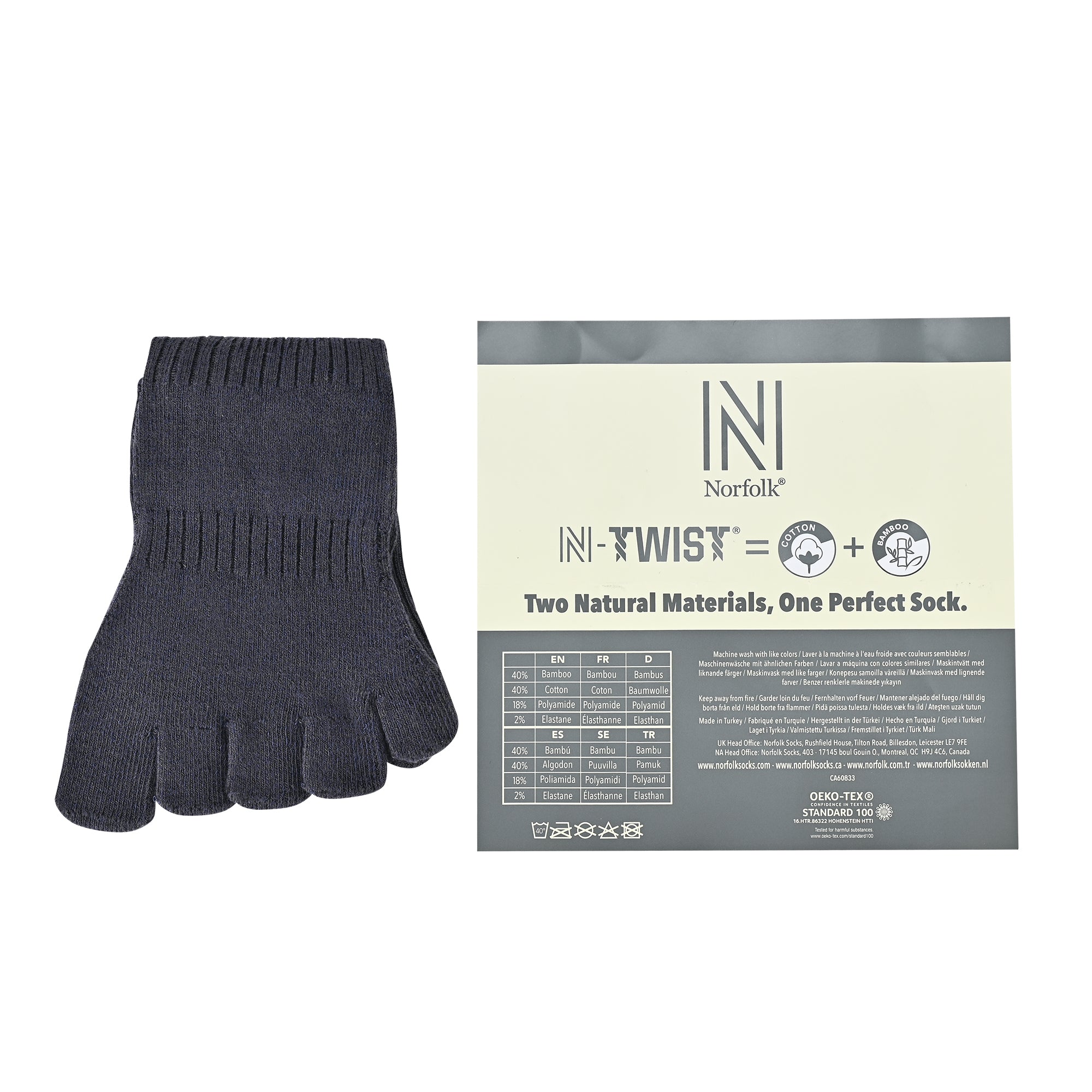 BRIGHTON N-Twist Teknolojili Bambu-Pamuk Bükümlü Parmaklı Çorap 1 Çift - Gri