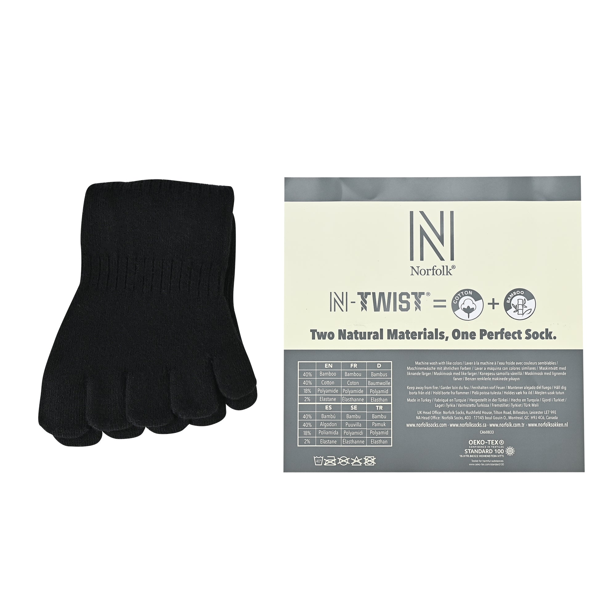 BRIGHTON N-Twist Teknolojili Bambu-Pamuk Bükümlü Parmaklı Çorap 1 Çift - Siyah