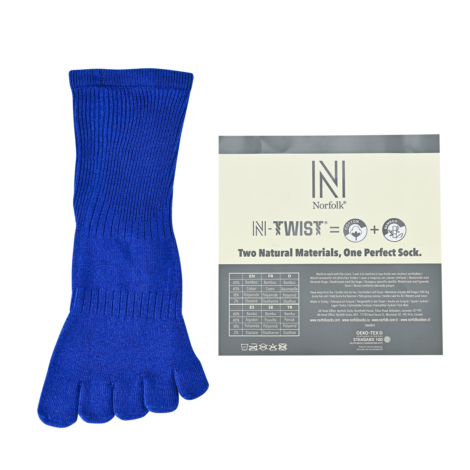 BRIGHTON N-Twist Teknolojili Bambu-Pamuk Bükümlü Parmaklı Çorap 1 Çift - Mavi