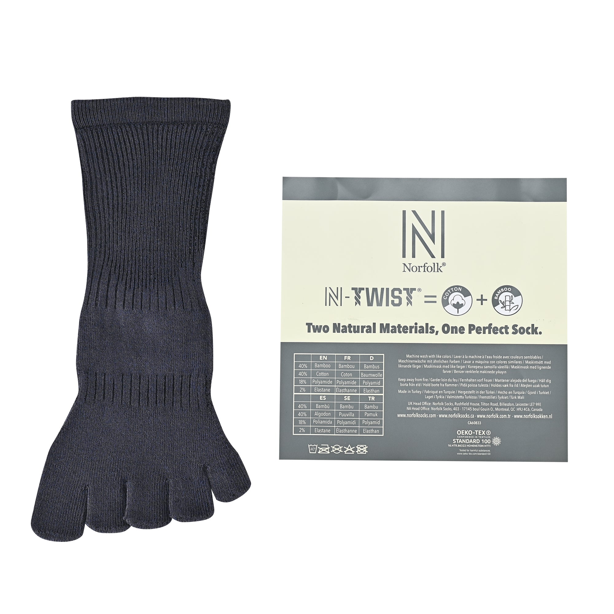 BRIGHTON N-Twist Teknolojili Bambu-Pamuk Bükümlü Parmaklı Çorap 1 Çift - Gri