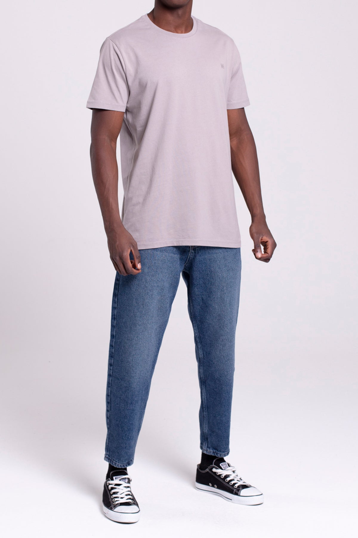 VIGO Erkek %100 Pamuk Oval Kesim Bisiklet Yaka Basic Tişört Gri