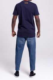 VIGO Erkek %100 Pamuk Oval Kesim Bisiklet Yaka Basic Tişört Lacivert