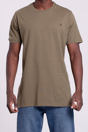 VIGO Erkek %100 Pamuk Oval Kesim Bisiklet Yaka Basic Tişört Haki