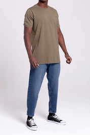 VIGO Erkek %100 Pamuk Oval Kesim Bisiklet Yaka Basic Tişört Haki