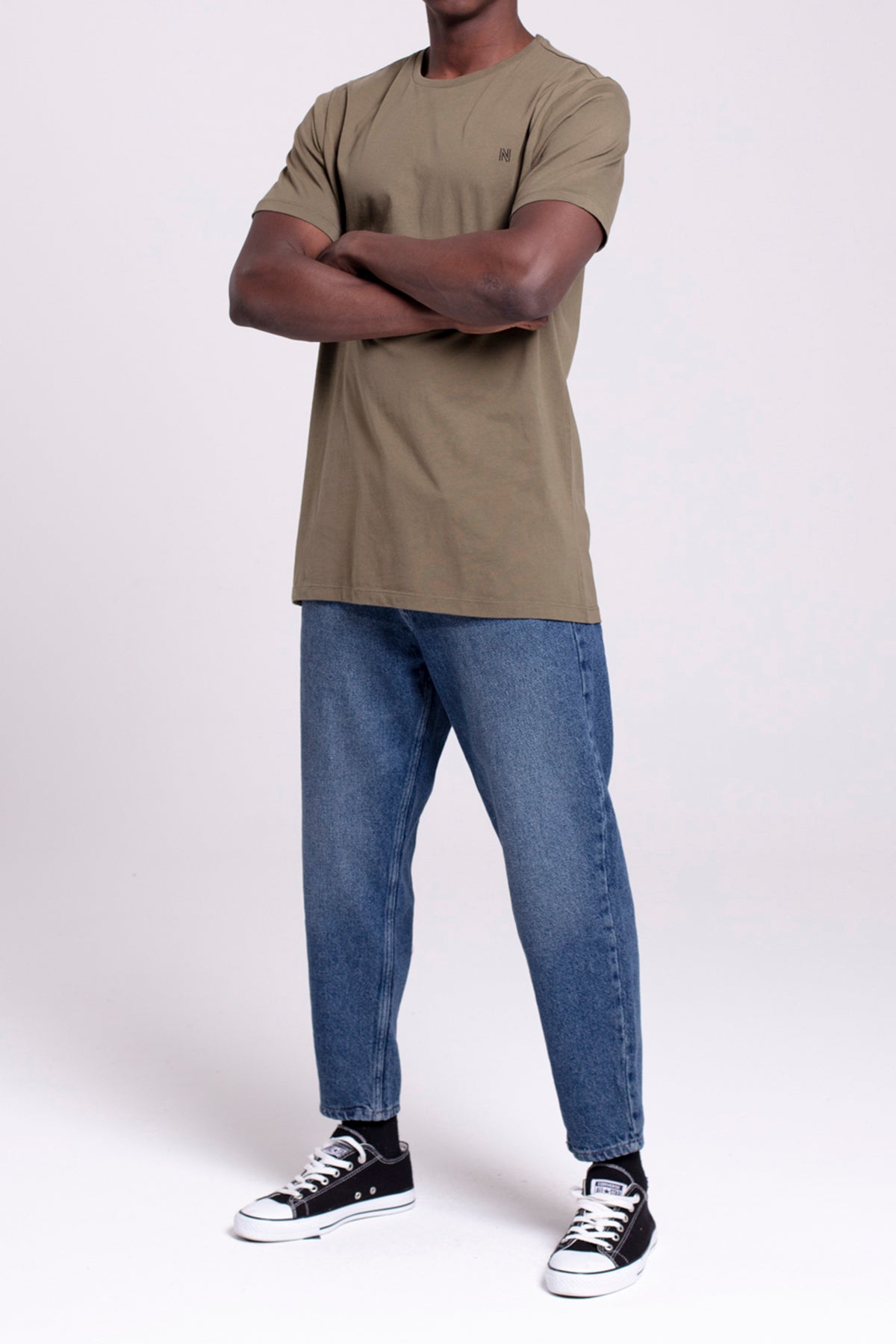 VIGO Erkek %100 Pamuk Oval Kesim Bisiklet Yaka Basic Tişört Haki