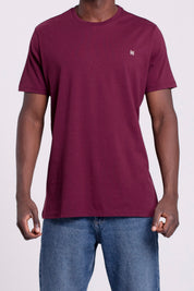 VIGO Erkek %100 Pamuk Oval Kesim Bisiklet Yaka Basic Tişört Bordo