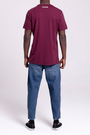 VIGO Erkek %100 Pamuk Oval Kesim Bisiklet Yaka Basic Tişört Bordo