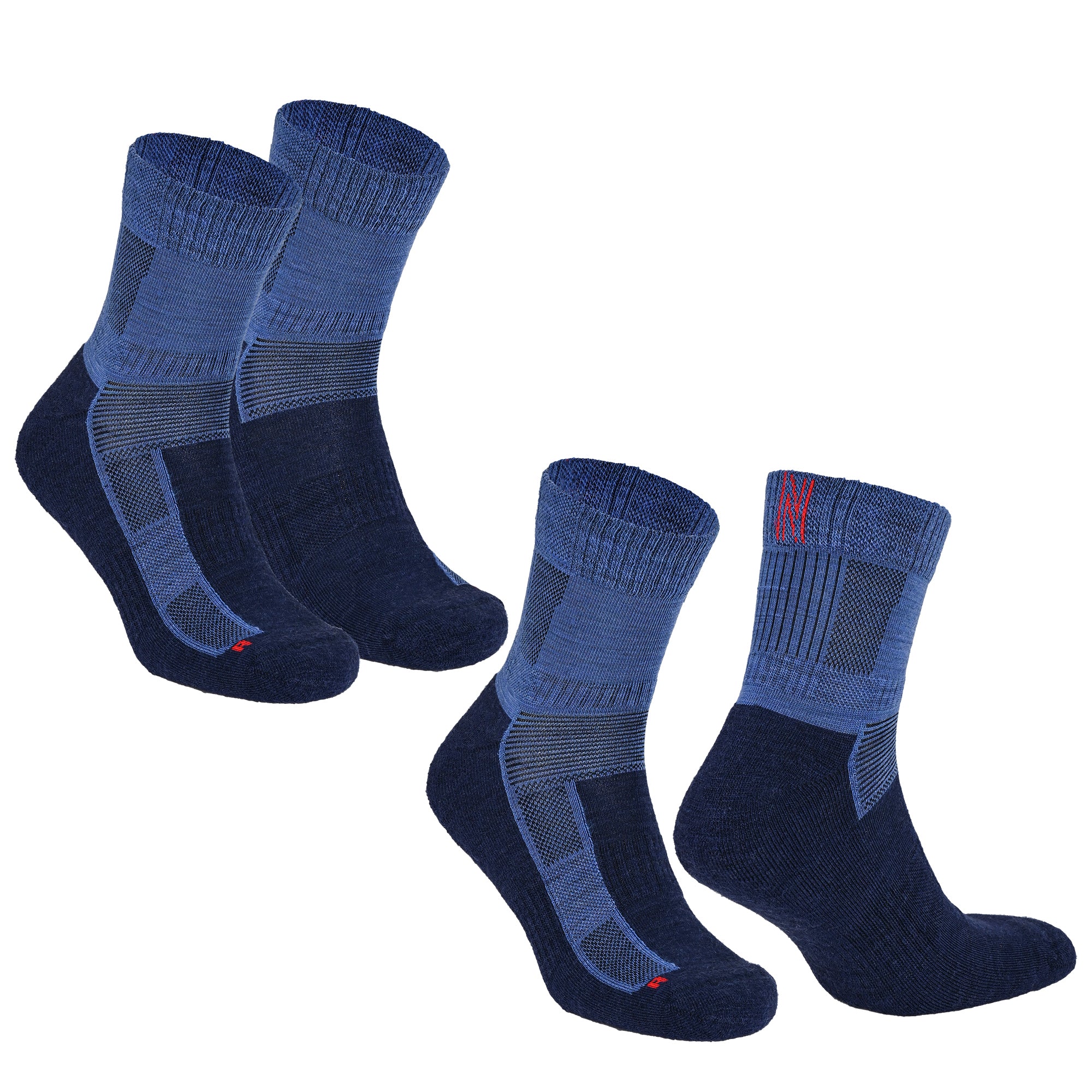 Leonardo QTR Merinos Yünü Yastıklamalı Bisiklet/Yürüyüş Çorabı 2'li Paket Lacivert