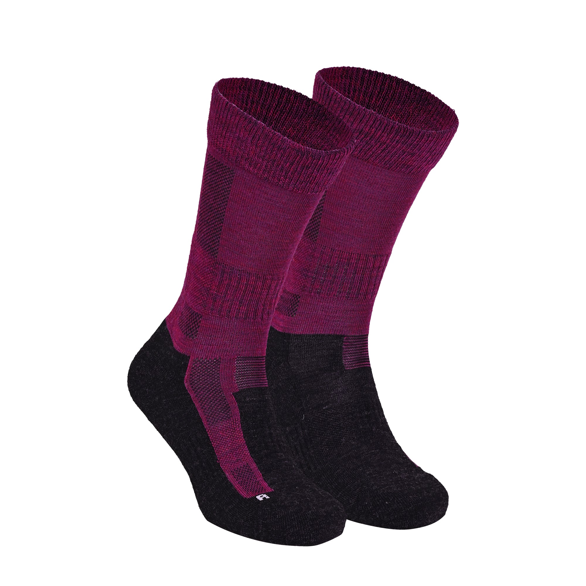 LEONARDO Merino Yünü Outdoor Yürüyüş Çorabı 2'li Paket Siyah/Magenta