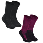 LEONARDO Merino Yünü Outdoor Yürüyüş Çorabı 2'li Paket Siyah/Magenta
