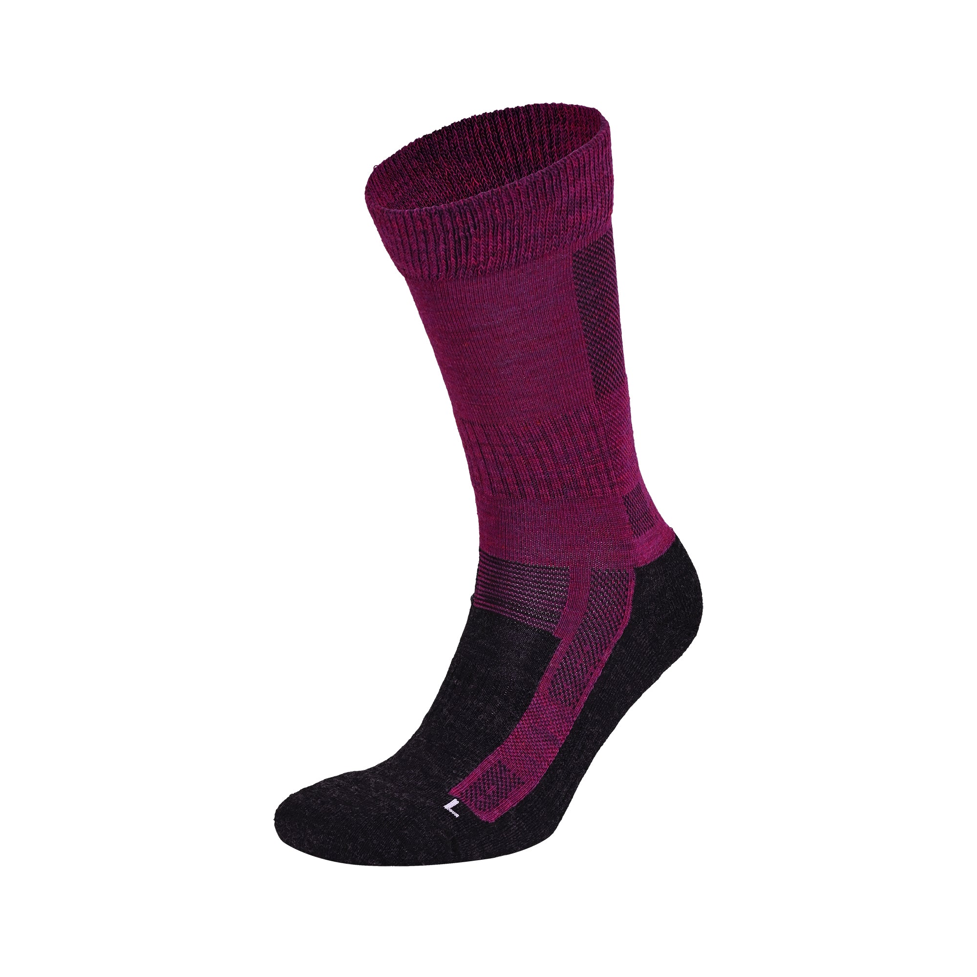 LEONARDO Merino Yünü Outdoor Yürüyüş Çorabı 2'li Paket Siyah/Magenta