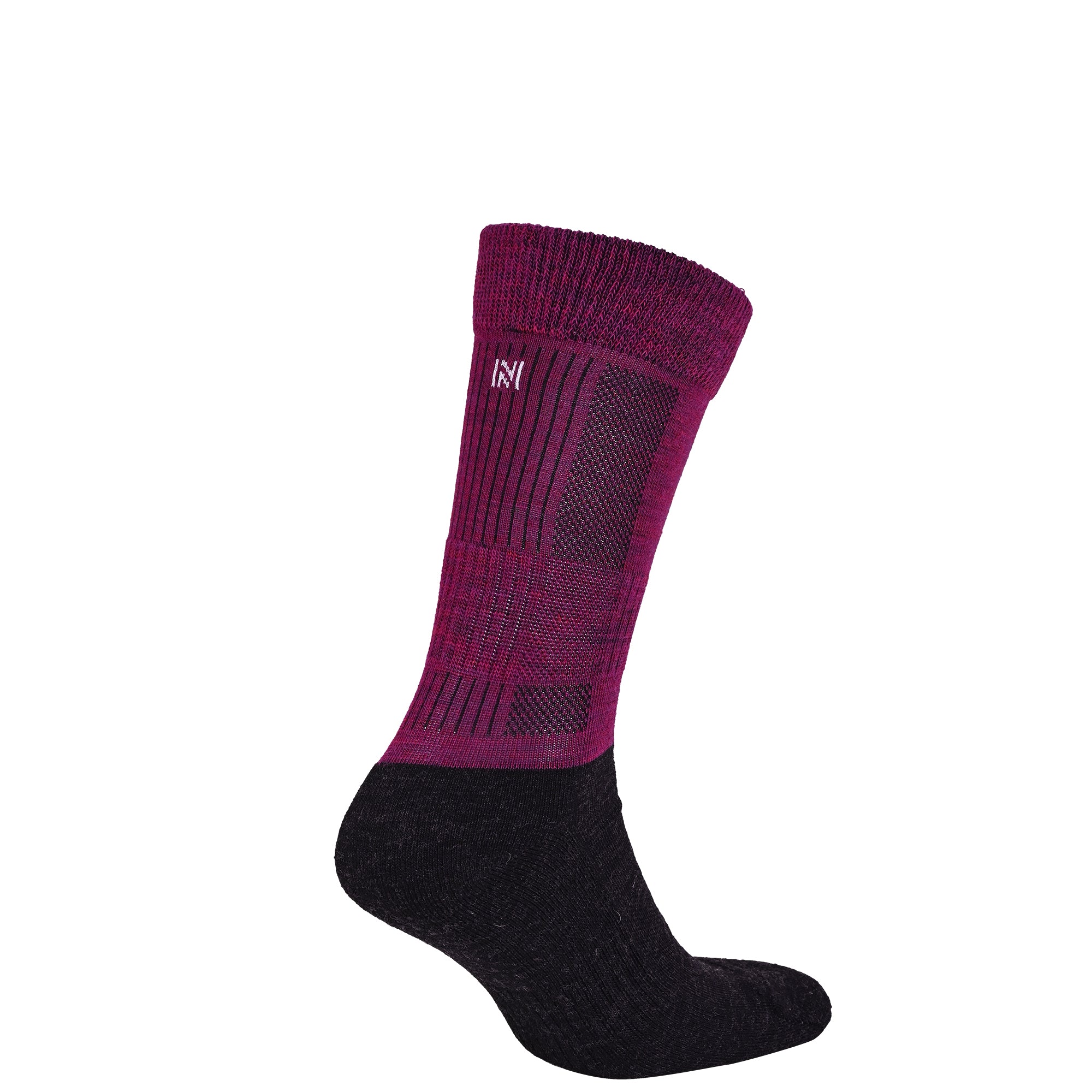 LEONARDO Merino Yünü Outdoor Yürüyüş Çorabı 2'li Paket Siyah/Magenta