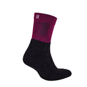 Leonardo QTR Merinos Yünü Yastıklamalı Bisiklet/Yürüyüş Çorabı 2'li Paket Siyah/Magenta