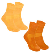 Leonardo QTR Merinos Yünü Yastıklamalı Bisiklet/Yürüyüş Çorabı 2'li Paket Sarı/Turuncu