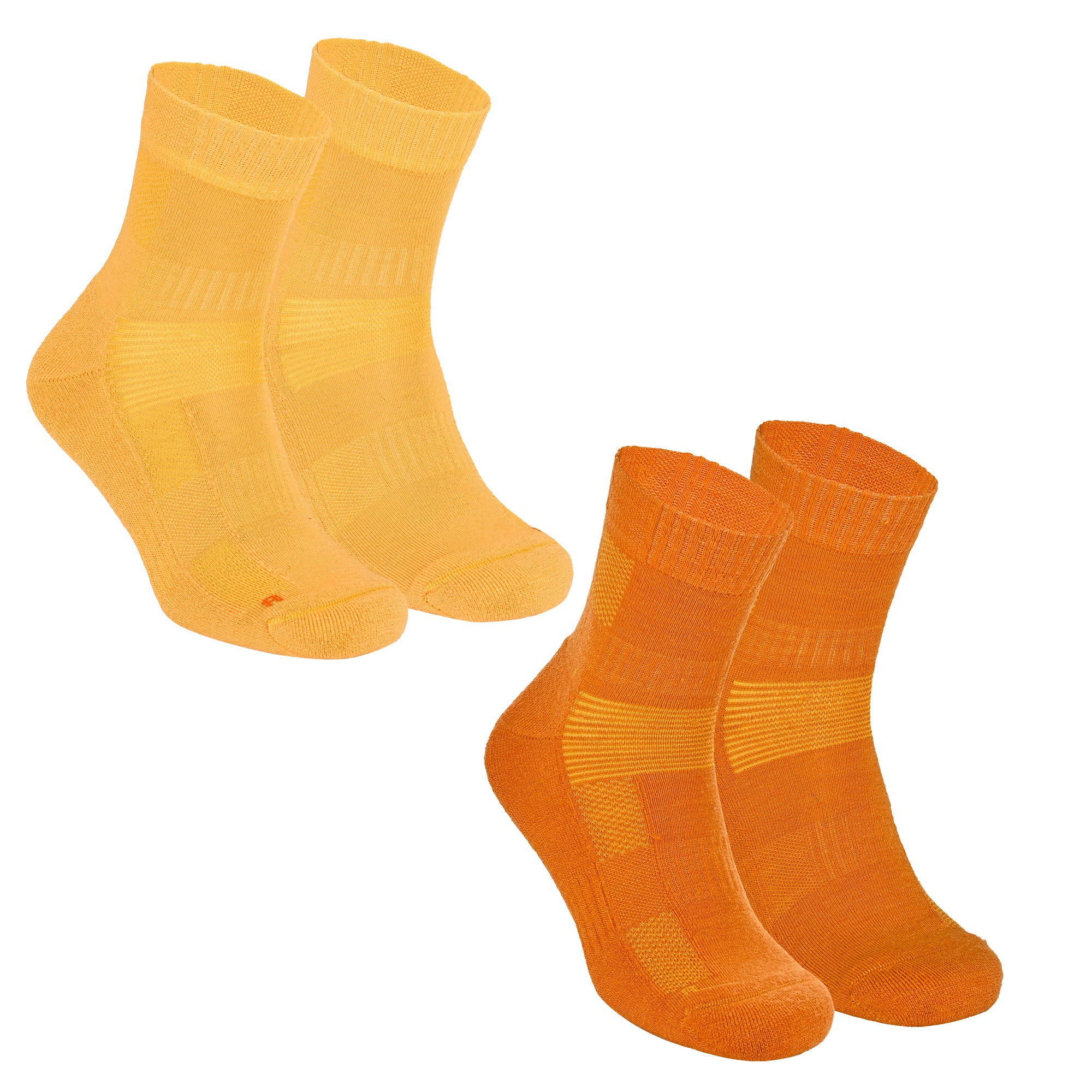Leonardo QTR Merinos Yünü Yastıklamalı Bisiklet/Yürüyüş Çorabı 2'li Paket Sarı/Turuncu
