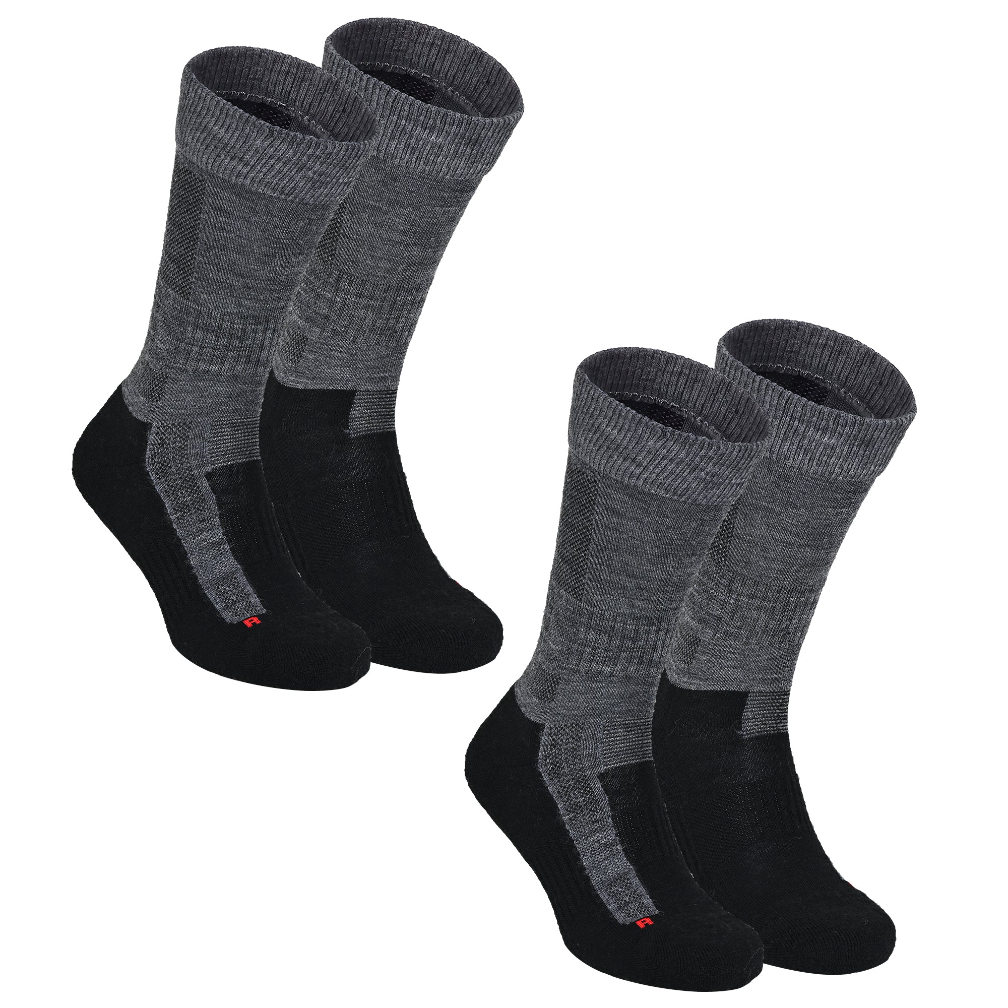 LEONARDO Merino Yünü Outdoor Yürüyüş Çorabı 2'li Paket Gri