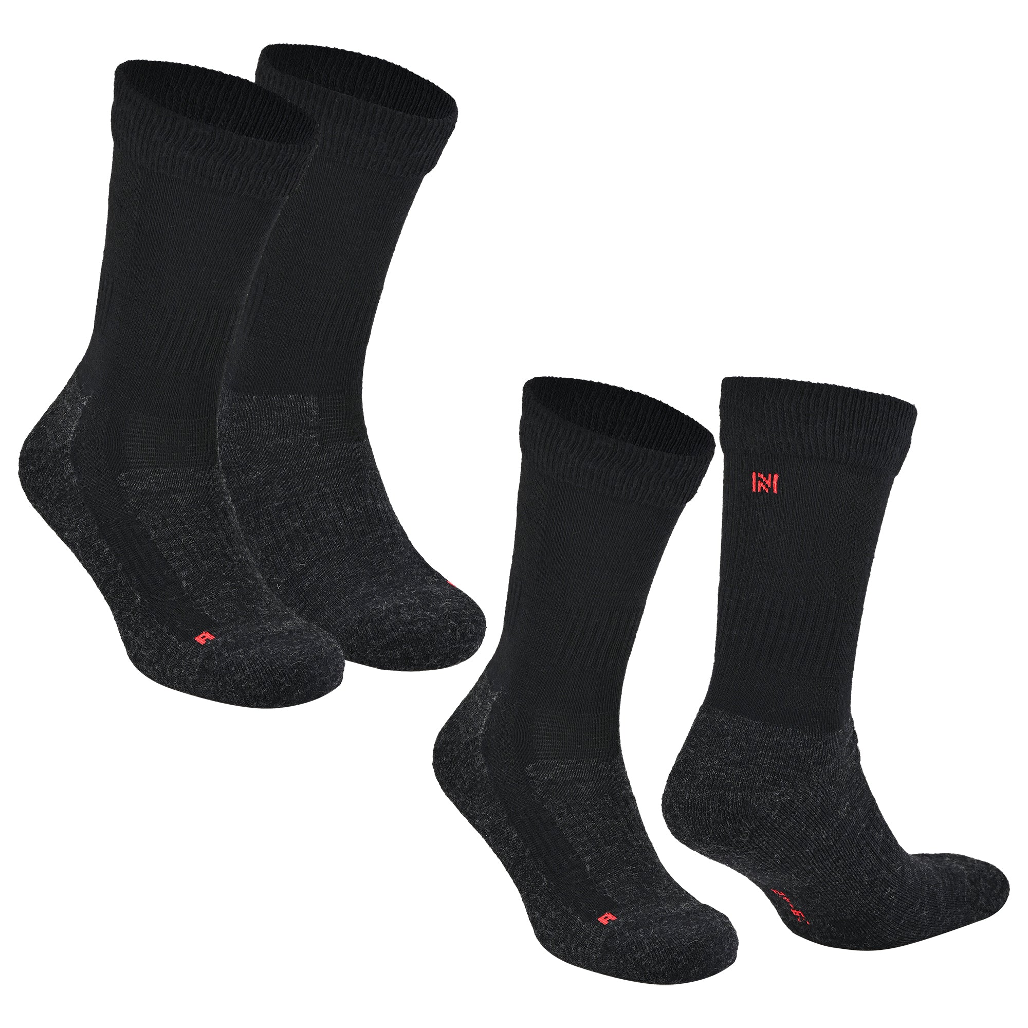 LEONARDO Merino Yünü Outdoor Yürüyüş Çorabı 2'li Paket Siyah