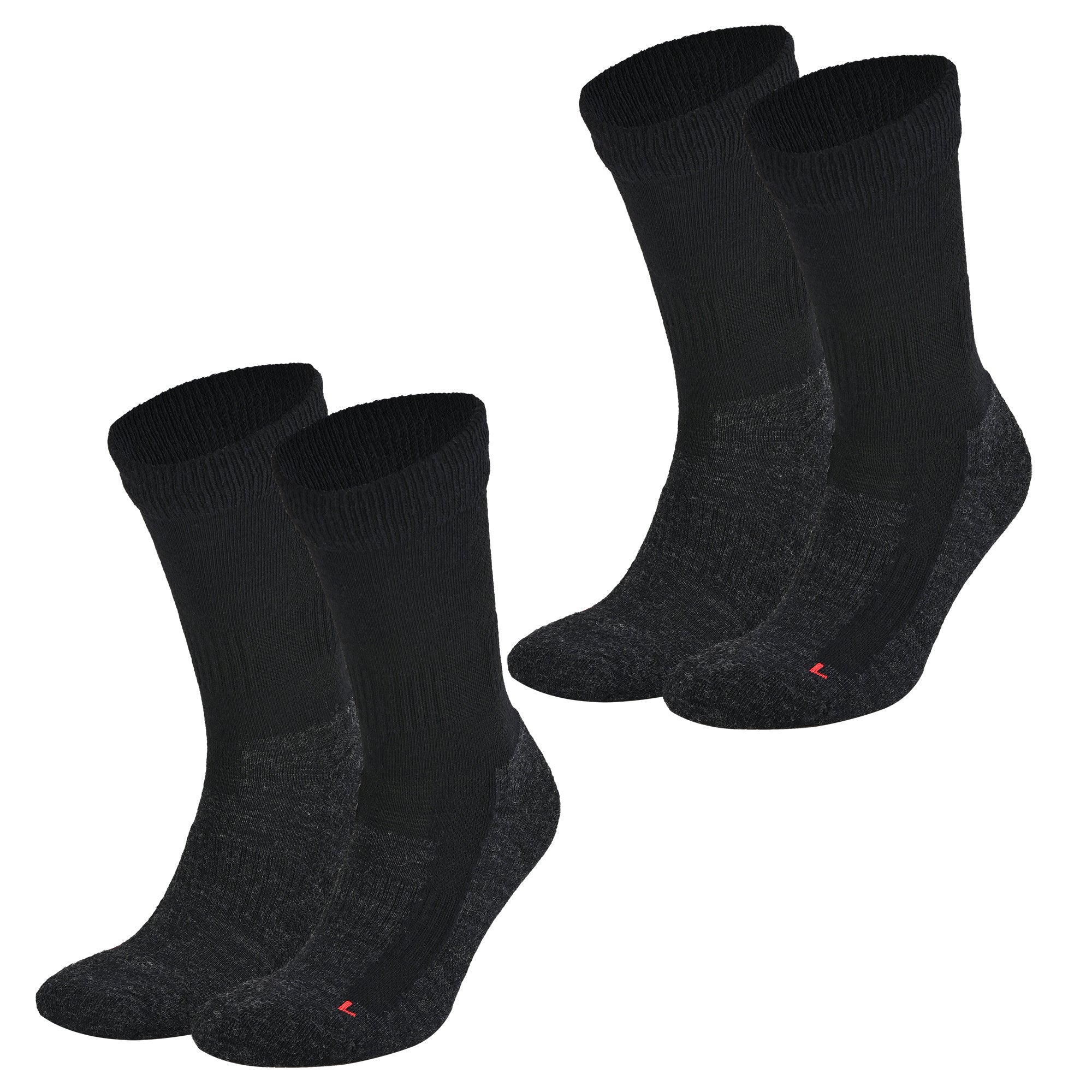 LEONARDO Merino Yünü Outdoor Yürüyüş Çorabı 2'li Paket Siyah