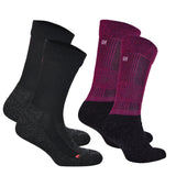 LEONARDO Merino Yünü Outdoor Yürüyüş Çorabı 2'li Paket Siyah/Magenta
