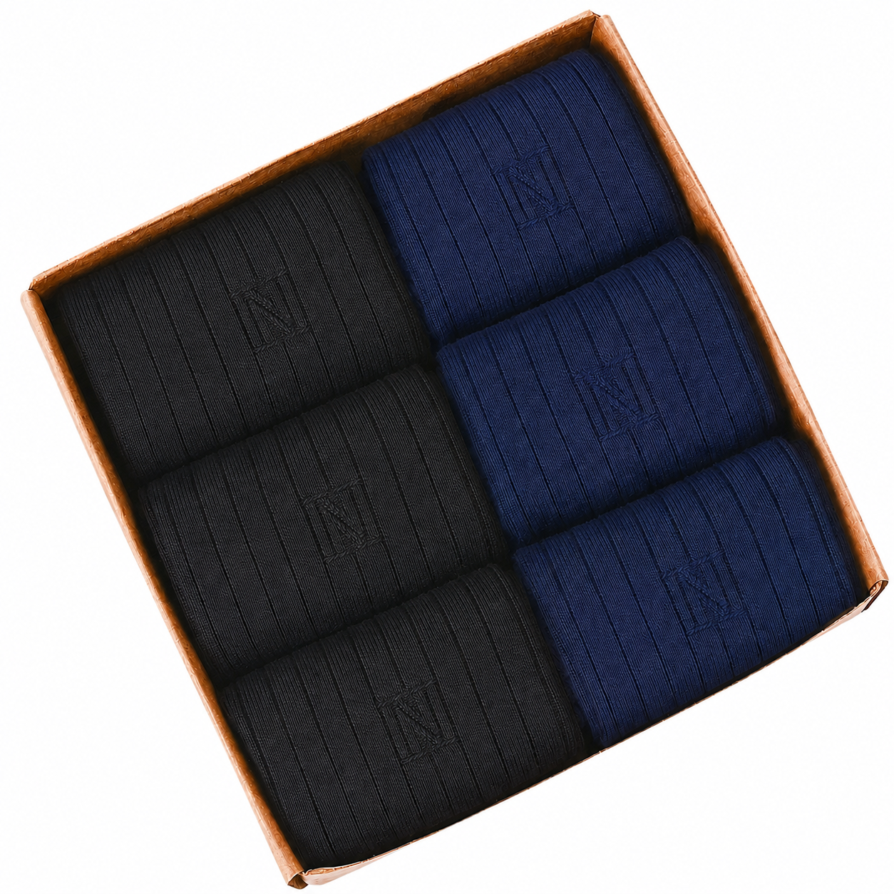 COMET NAVY-BLACK N-Twist Teknolojili Bambu-Pamuk Bükümlü Günlük Çorap - 6 Çift - Kraft Kutu