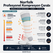SEVILLA Gelişmiş Nem Kontrollü Light Compression Profesyonel Koşu Çorabı - Beyaz