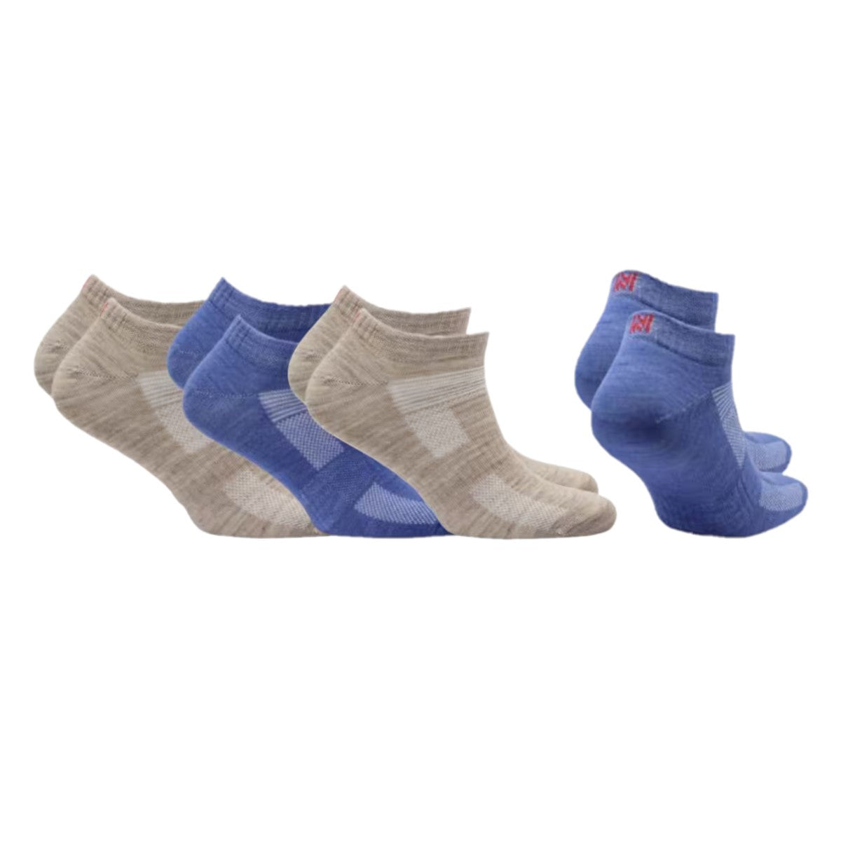 SHELDON LC Düşük Kesim Merino Yünü Outdoor Yürüyüş Çorapları 4'lü Paket Krem/Mavi