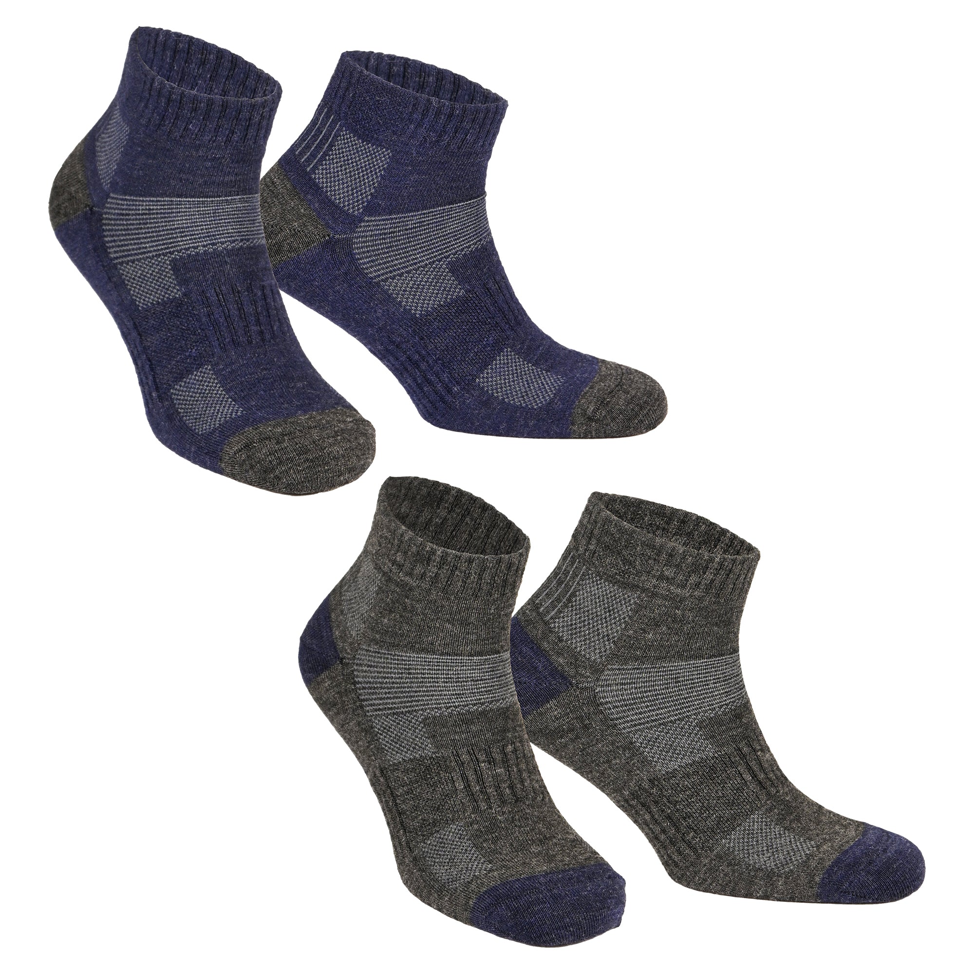 Avery Merino Yünlü İç Astarlı Outdoor Yürüyüş Çorabı 2'li Paket - Lacivert/Gri