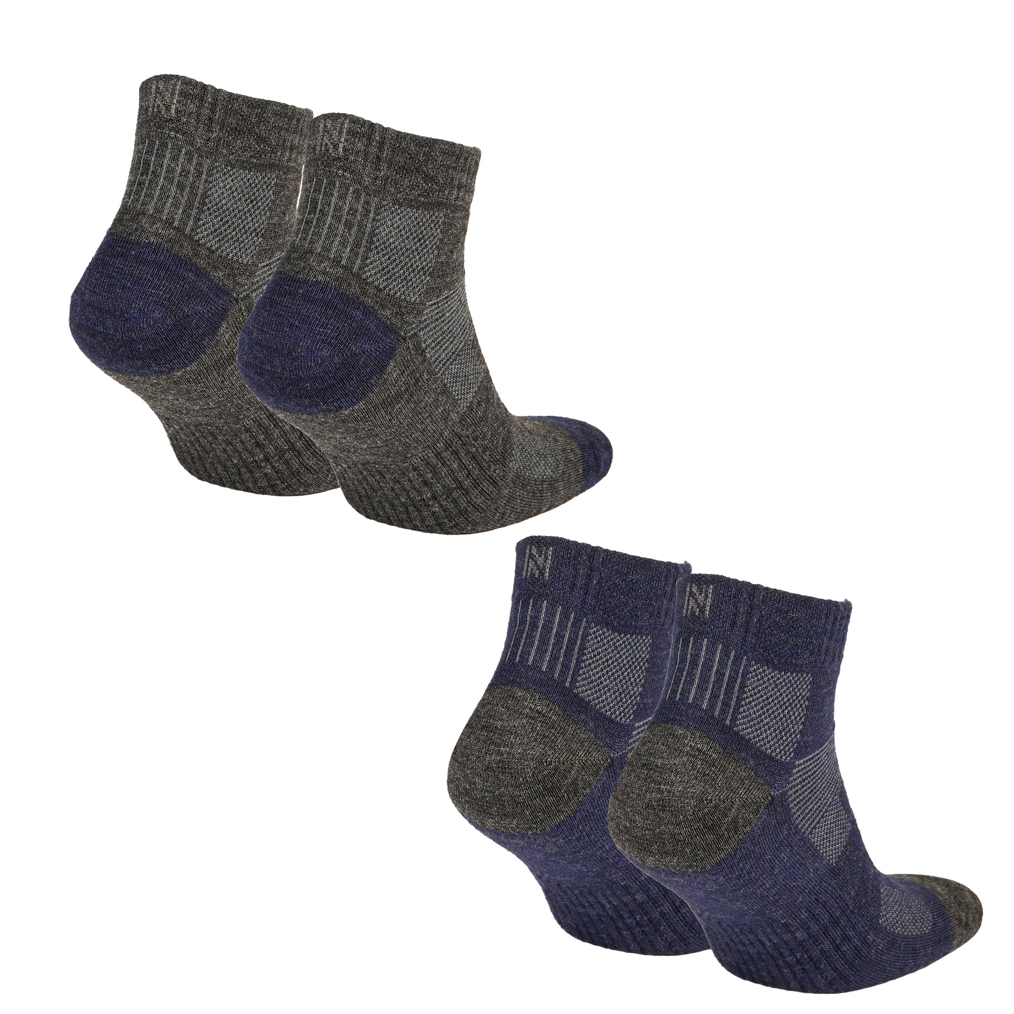 Avery Merino Yünlü İç Astarlı Outdoor Yürüyüş Çorabı 2'li Paket - Lacivert/Gri