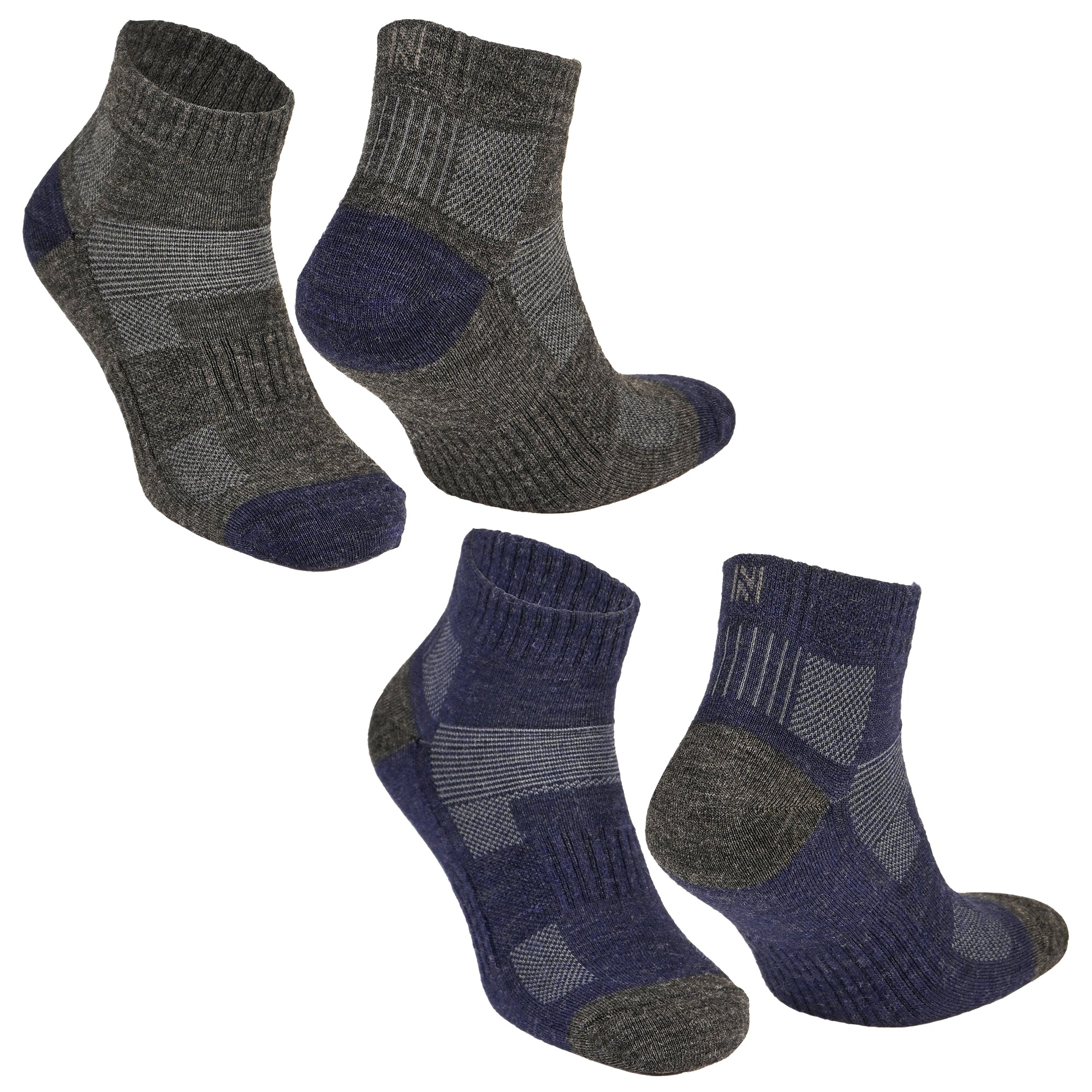 Avery Merino Yünlü İç Astarlı Outdoor Yürüyüş Çorabı 2'li Paket - Lacivert/Gri