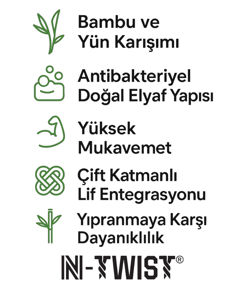 BRISTOL N-Twist Teknolojili Bambu-Yün Bükümlü Bere - Siyah