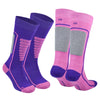 Courchevel Merino Yünü Hafif Çocuk Kayak Çorabı 2'li Paket - Pembe/Mor