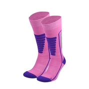 Courchevel Merino Yünü Hafif Çocuk Kayak Çorabı 2'li Paket - Pembe/Mor