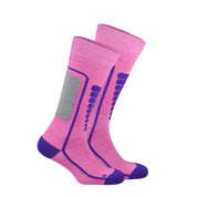 Courchevel Merino Yünü Hafif Çocuk Kayak Çorabı 2'li Paket - Pembe/Mor