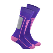 Courchevel Merino Yünü Hafif Çocuk Kayak Çorabı 2'li Paket - Pembe/Mor