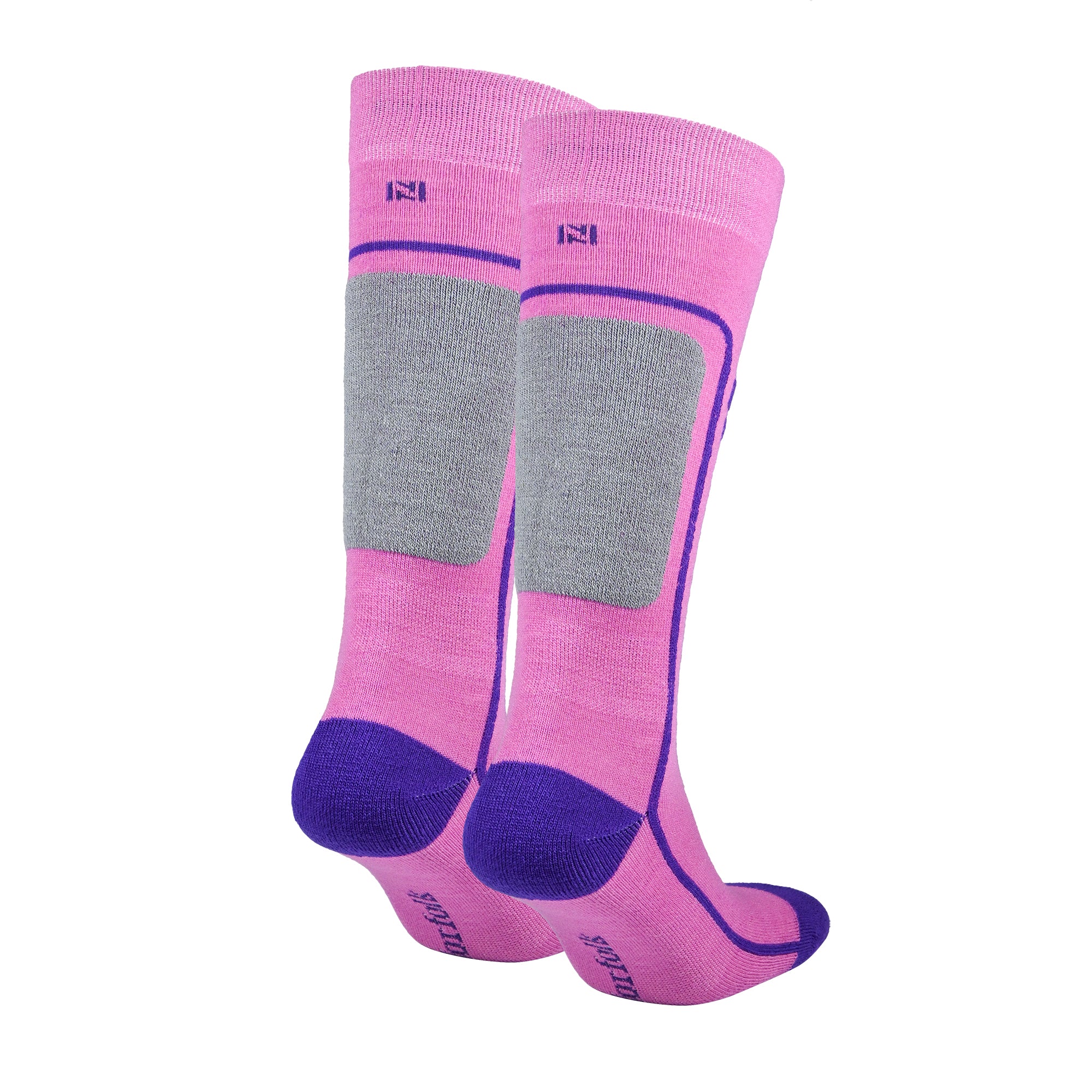 Courchevel Merino Yünü Hafif Çocuk Kayak Çorabı 2'li Paket - Pembe/Mor