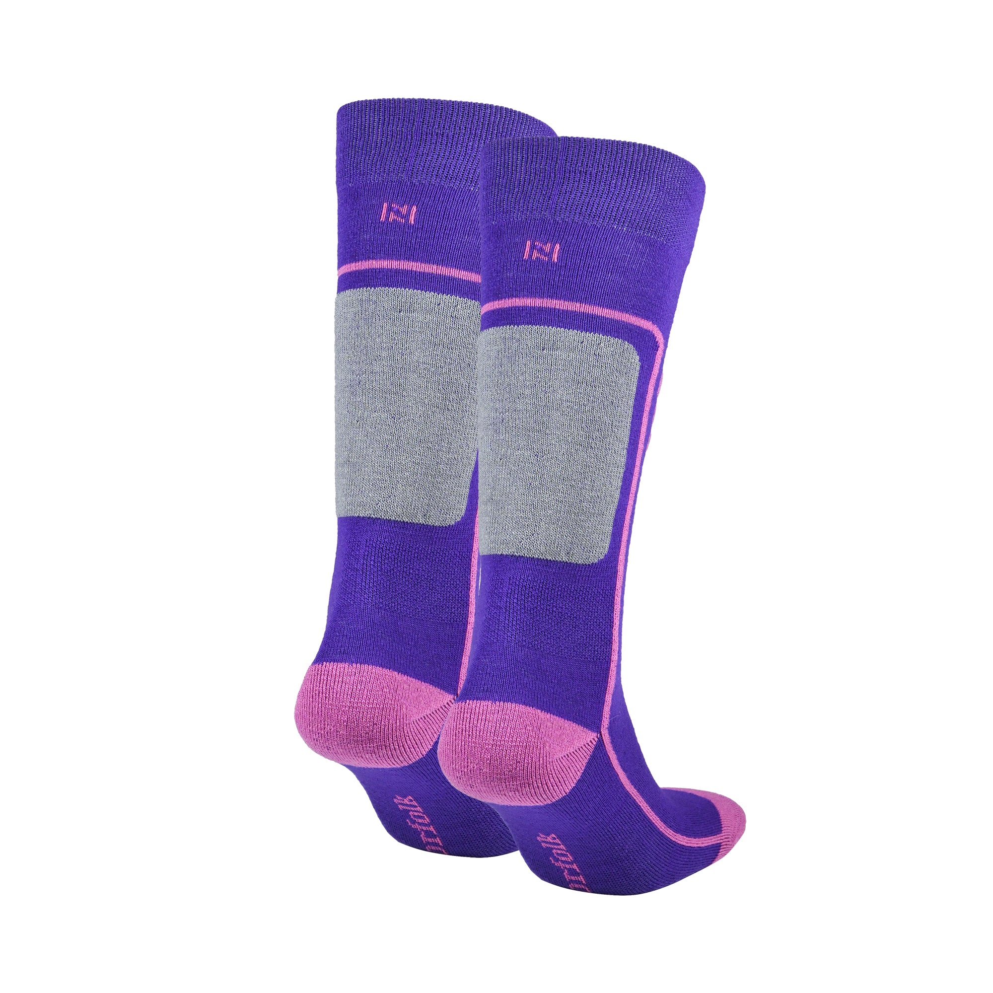Courchevel Merino Yünü Hafif Çocuk Kayak Çorabı 2'li Paket - Pembe/Mor