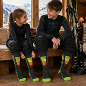 Courchevel Kids Merino Yünü Hafif Çocuk Kayak Çorabı 2'li Paket - Siyah/Siyah