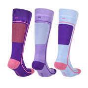 Courchevel Merino Yünü Hafif Kayak Çorabı 3'lü Paket - Açık Mavi/Mor/Lila